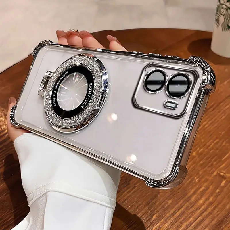 Magnetic Holder Anti-Fall Transparent Protective Phone Case