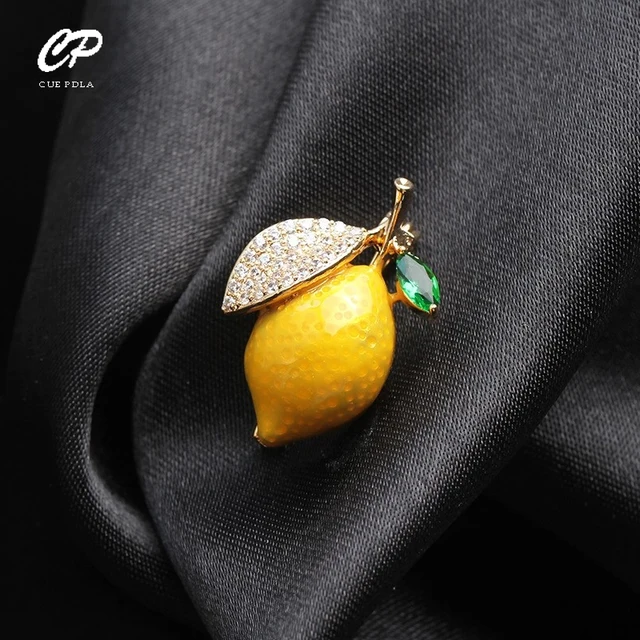 Enamel Yellow Lemon Brooches For Women Wedding Party Orange Causal Brooch Pins Gifts