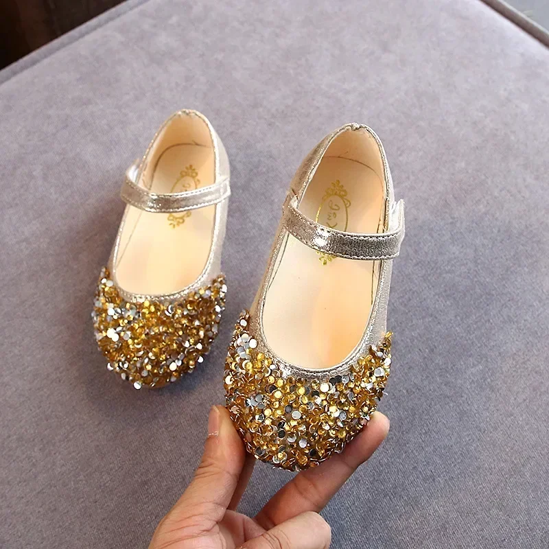 Toddlers Girls Shoes Glitter Leather Flats For Little Kids Children's Dress Shoes  Princess Sweet Loafers Soft For Dance 3