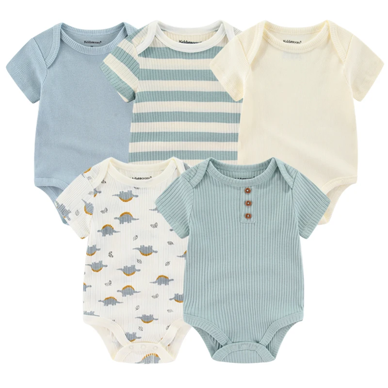 5 piece Soft Cotton Cartoon Short Sleeve Onesies 3