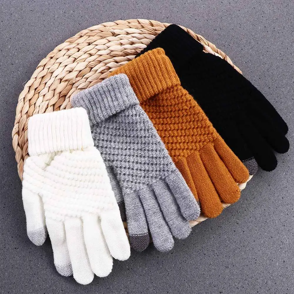 

Skiing Ridding Women Business Full Finger Stretch Touch Screen Gloves Winter Gloves Men Gloves Knit Mittens