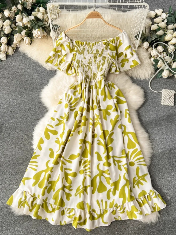 chinese dress ladies Laufry Yellow Floral Print Maxi Dress main image 0