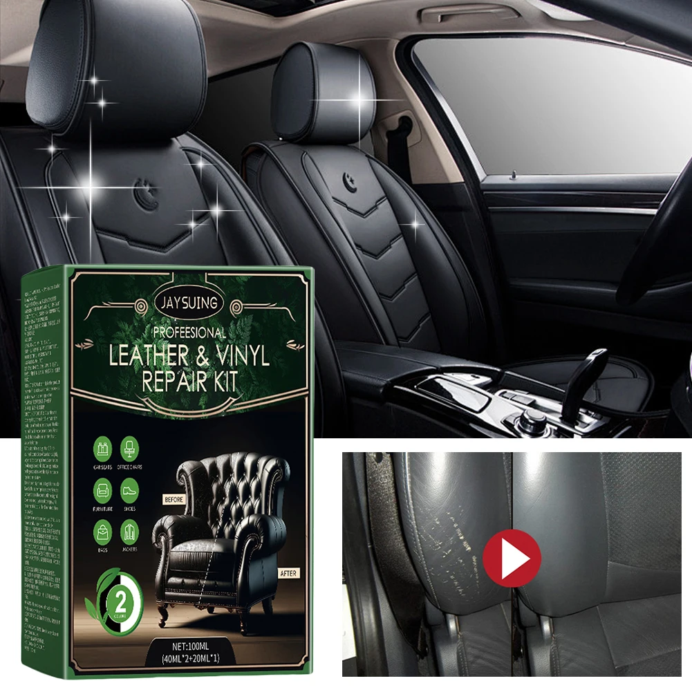 Leather Repair Kit Black Leather & Vinyl Repair Kit Leather Scratch Repair Kit Car Cream for Furniture Couches Boots and Purse