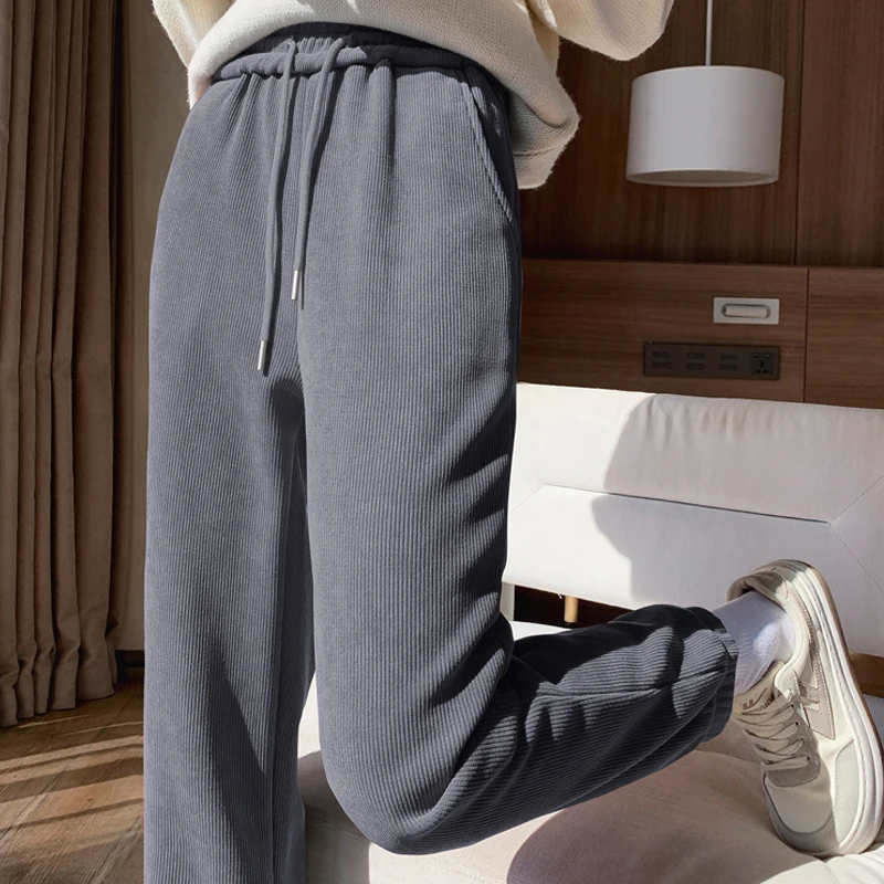 

All-match Loose Harem Long Trousers Female Winter Warm Plush Thick Cashmere Corduroy Pants Autumn Casual Korean Sweatpants 24182