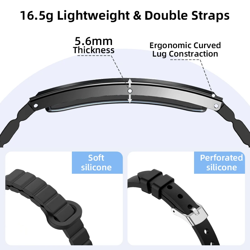 Smart Bracelet Fitness Tracker 24H Sleep Tracker All-Day Continuous Heart Rate Stress HRV Monitor Step Counting Sport Smart Band