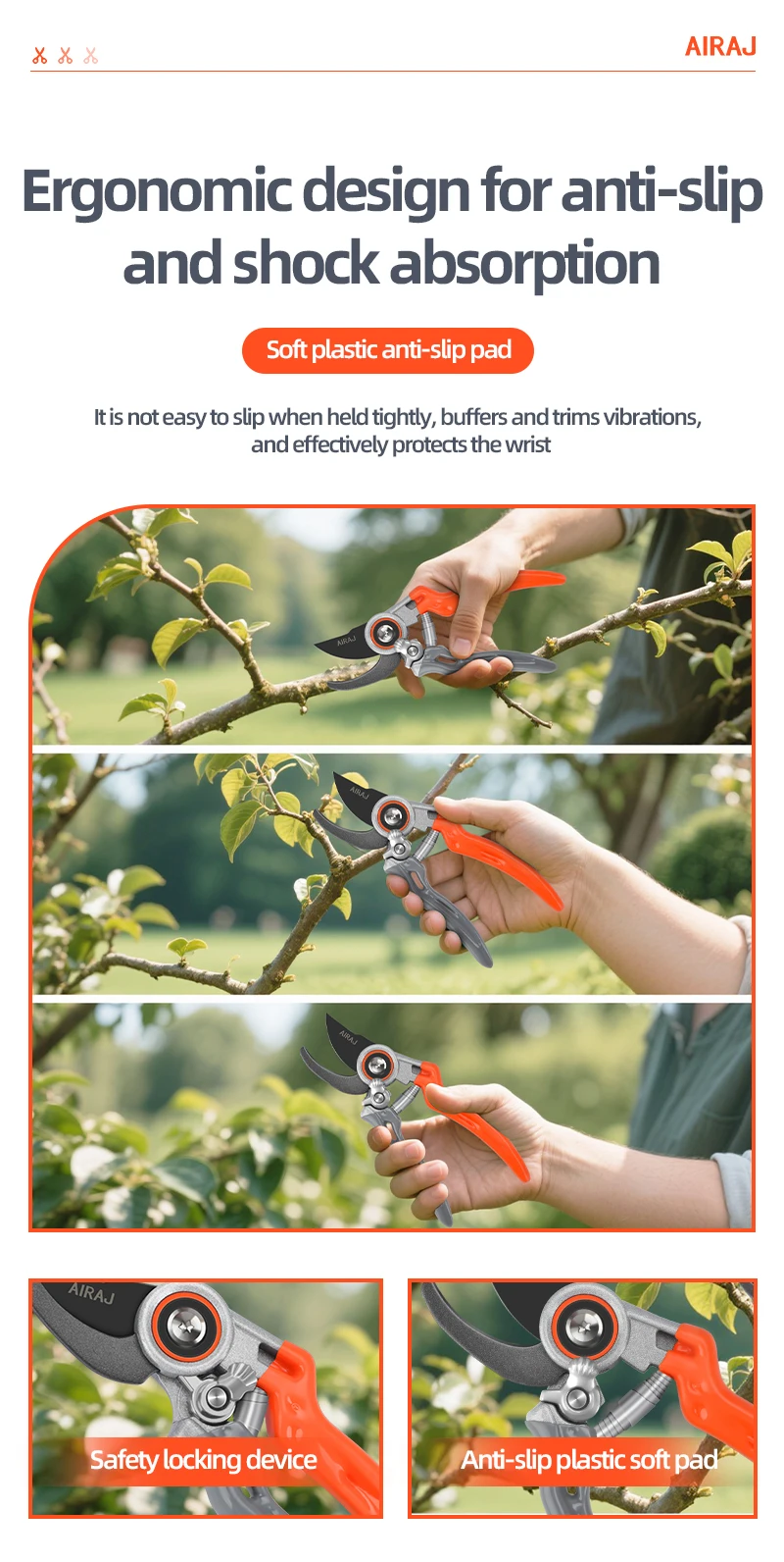 Professional Pruning Shears - Adjustable Multi-Gear Garden Trimmer