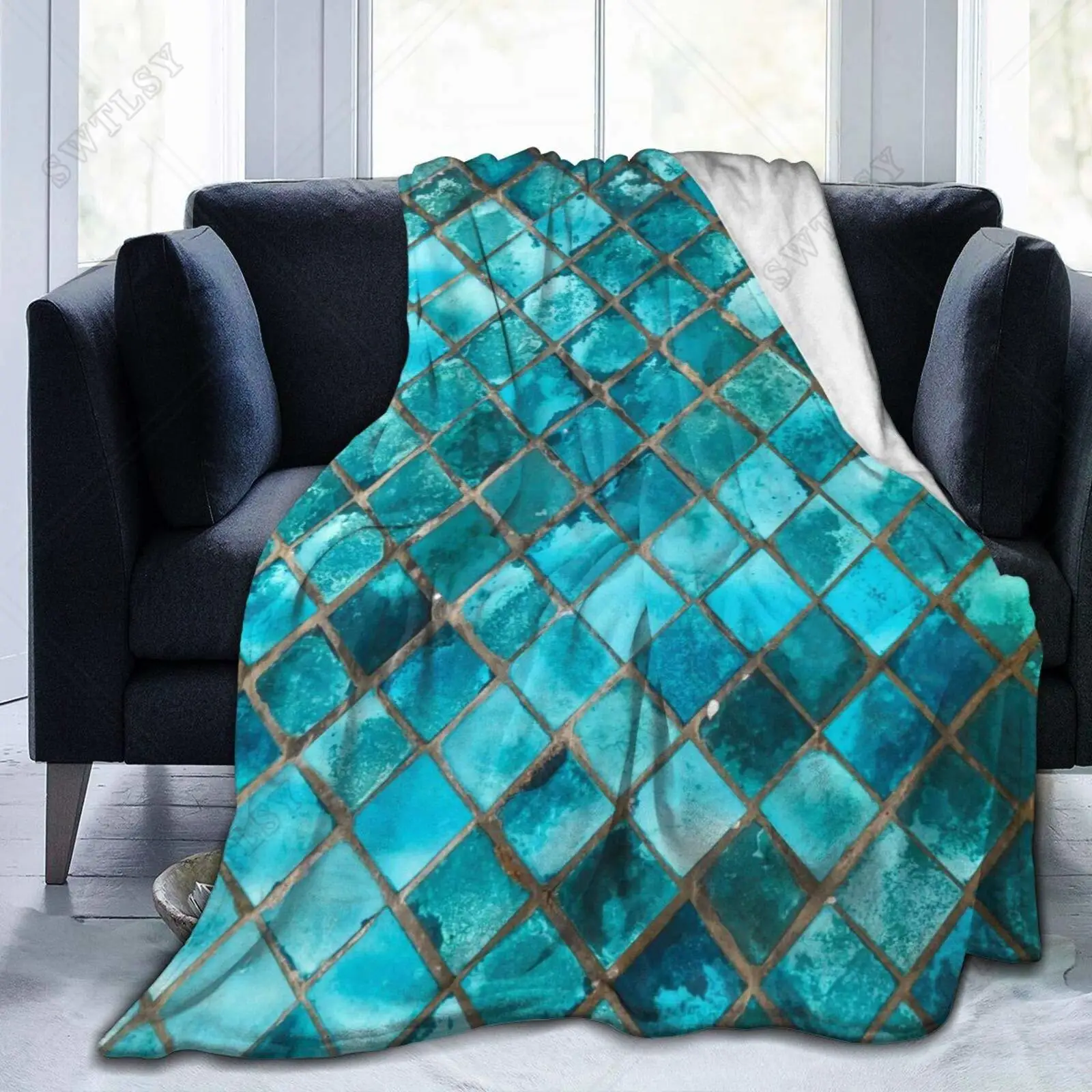 

Turquoise Blue Flannel Fleece Throw Blankets Luxury Turquoise Blanket for Living Room Bedroom Sofa Couch Warm Soft Bed Blankets