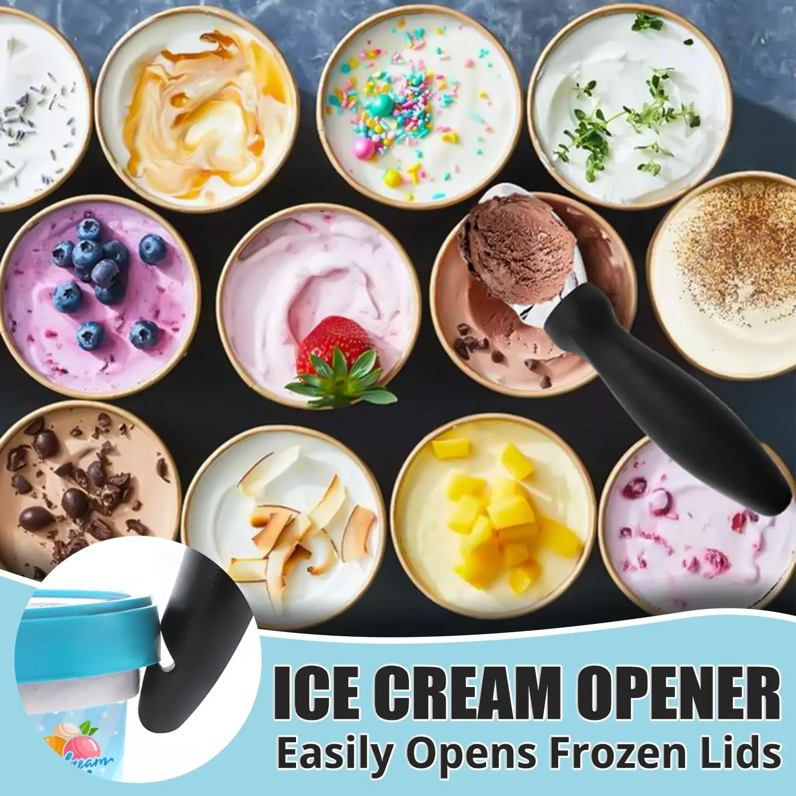 Ice Cream Scoop, Comfortable to Hold Professional Large Ice Cream Scoop, Used to Scoop Frozen Hard Cream, Cookie Dough