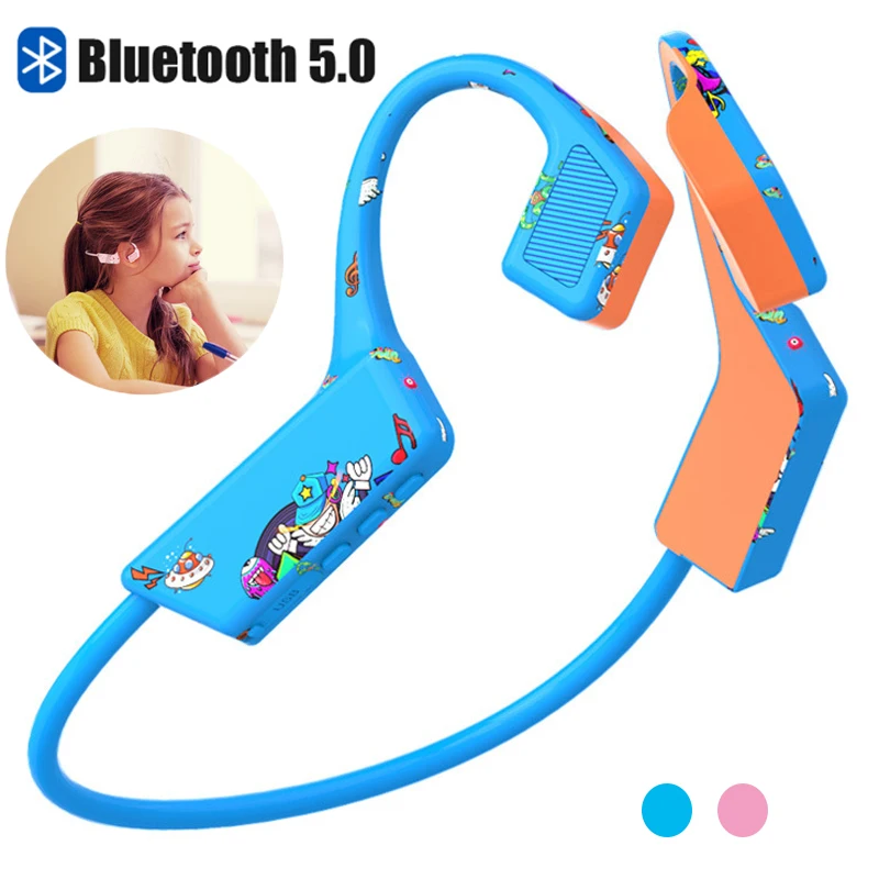 

Kids Bone Conduction Headphones Cute Blutooth Sport Headset Waterproof Music Earphone with Noise-canceling MIC Bluetooth Sports