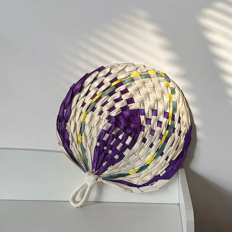 Natural Bamboo And Rattan Fans, Handwoven Palm Leaf Pattern, Heart-shaped Woven Fan, Summer Cooling Fan, For Home Decoration
