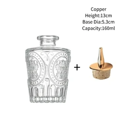 Vintage Glass Design Cocktail Bitters Bottle with Stainless Steel Dasher Top - Professional Bar Tool Accessory (D2 copper 160ml)