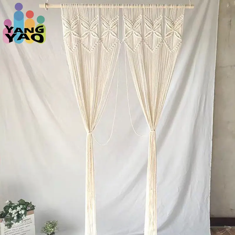 

Macrame Curtains for Windows/Doorways Handmade Boho Curtains for Bedroom Wedding Photo Backdrop Wall Hanging Closet Room Divider