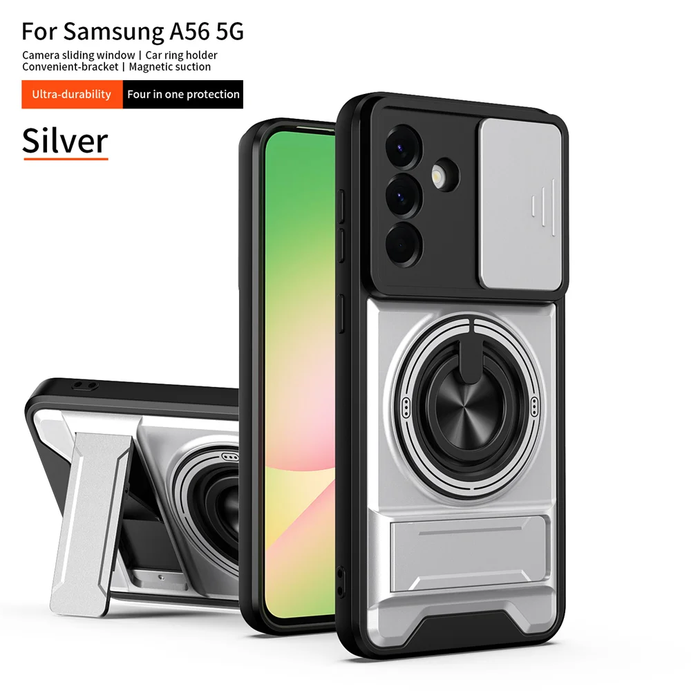 Magnetic Ring Holder Phone Case with Slide Camera Protection and 5G Compatibility