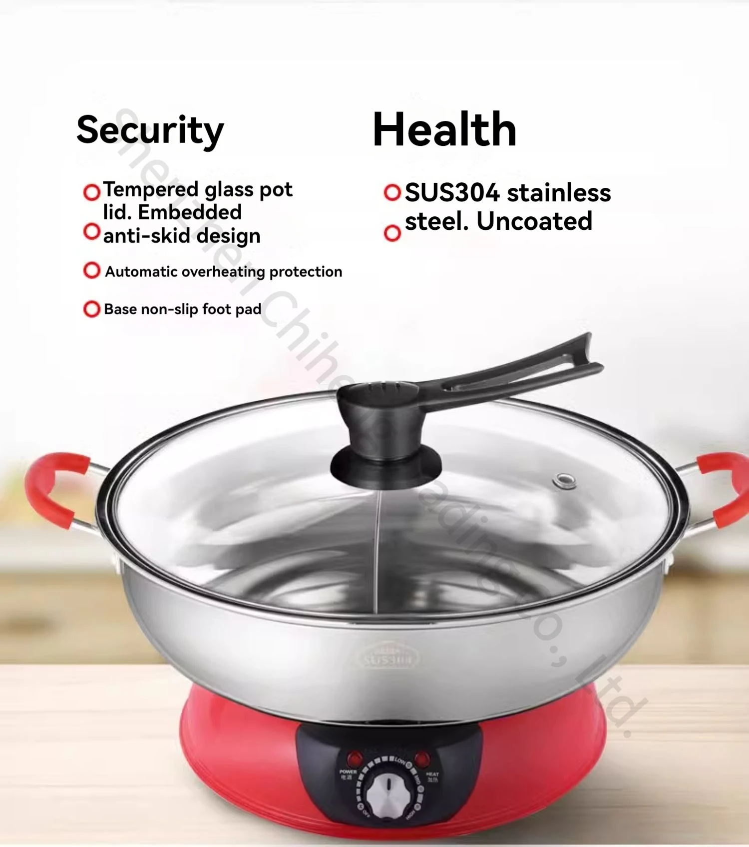 5L Stainless Steel Electric Hot Pot Chinese Hot Pot Twin Divided Hot Pot Cooker 2