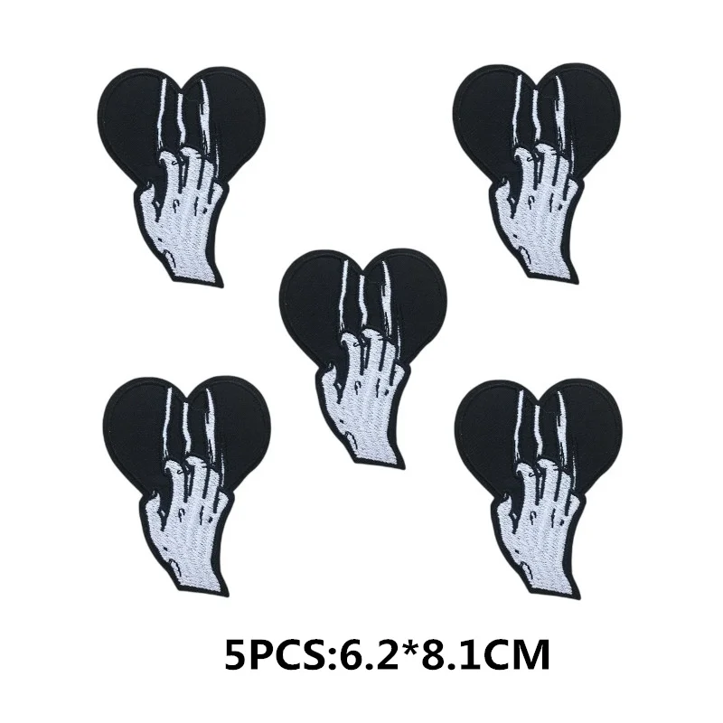 5 Teile/los Punk Stickerei Patches auf Kleidung Streifen DIY Eisen auf Patches für Kleidung Abzeichen Aufkleber Kreuz Geist Appliques – Detail 13