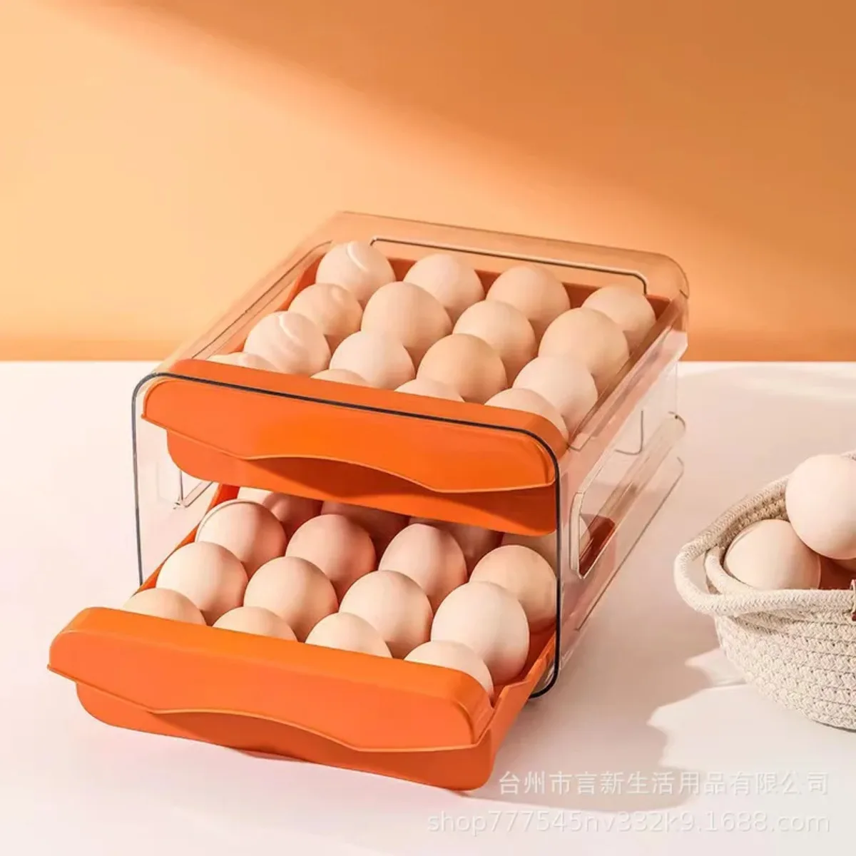 Egg Storage Box Storage Box Double-Layer Kitchen Egg Storage Box Refrigerator Fresh Plastic 32 Pieces in Different Compartments Home Kitchen Organizer Rack