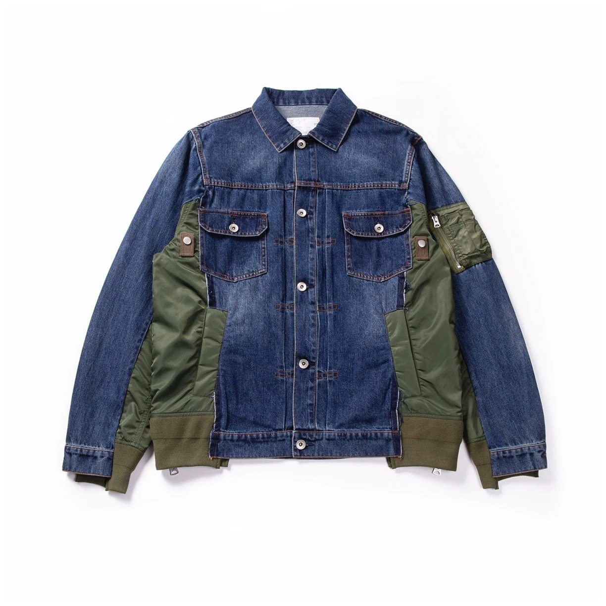 Sacai Denim Nylon Twill t24 Fixed Fan Casual Splicing Denim
