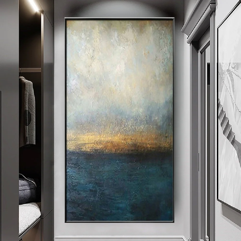 

Modern Artwork Home Interior Decor Pendant Abstract Accessories Wall Art Oil Painting Hand-Painted Sea Sunrise Scenery Mural