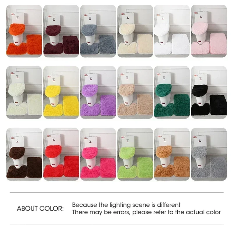 Toilet Rug Mat Toilet Lid Cover Set Plush Bathroom Rugs Anti-slip Bathtub Mat Absorbent Bath Rug Bathroom Accessories
