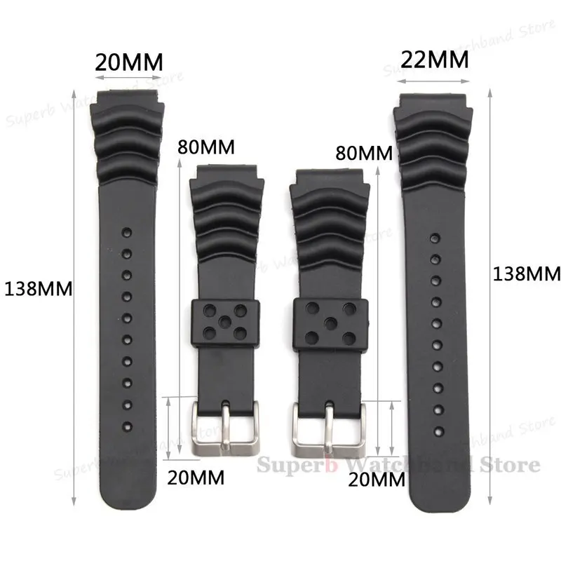 Universal Waterproof Silicone Sport Strap for Watchband Replacement – 20/22mm