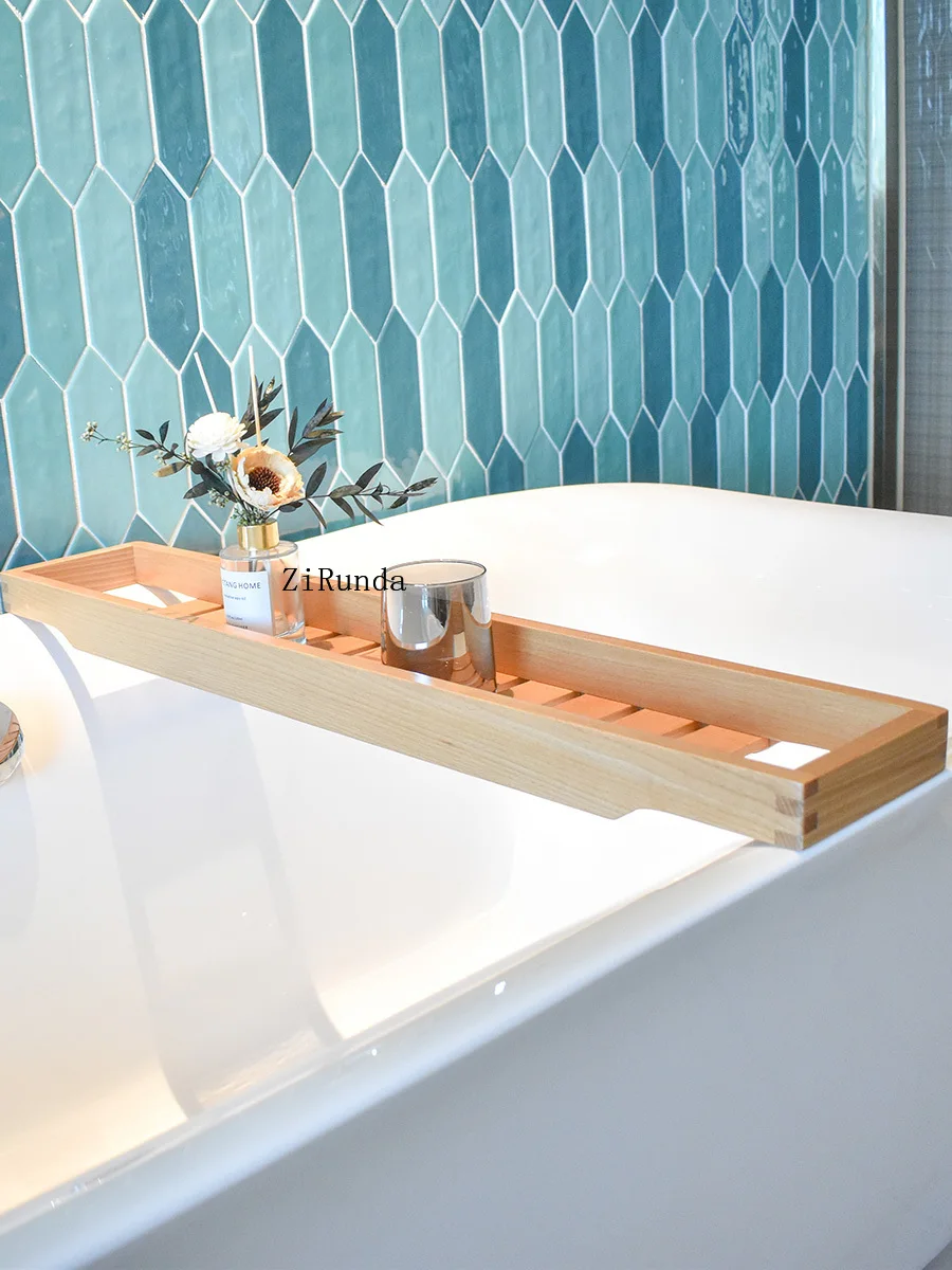 *Solid wood bathtub rack Hotel bathroom bath rack bathroom storage phone