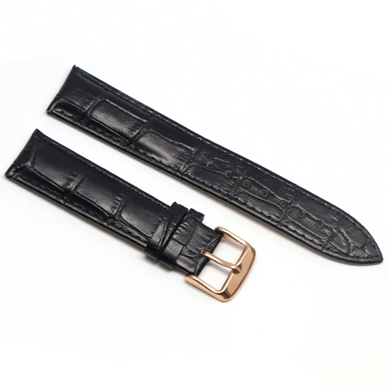 Premium Genuine Leather Watchband with Steel Pin and Butterfly Buckle