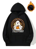 Halloween Fun Pumpkin Women Big Size Fleece Hoodies and Sweatshirt Plus Size Hood Sweatshirt Oversize Tops Sport Pullover Hoodie
