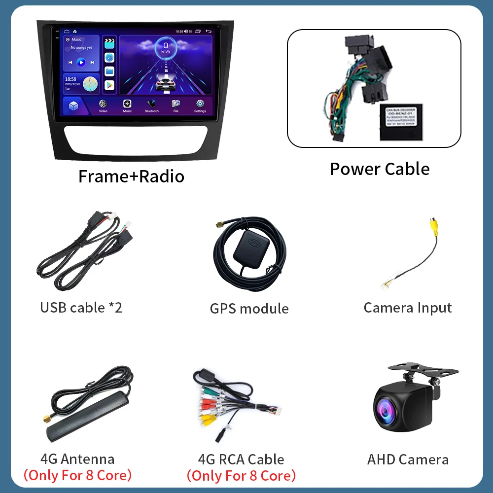 ޸  E Ŭ W211, E200, E220, E300, E350, E240, CLS, 2Din, ȵ̵ 13, 2002 2010, ڵ , Ƽ̵ ÷̾, DVD