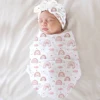 Ylsteed Newborn Receiving Photography Swaddle Blanket with Bow Turban Hat Infant Photography Props New born Photoshooting Wraps 1