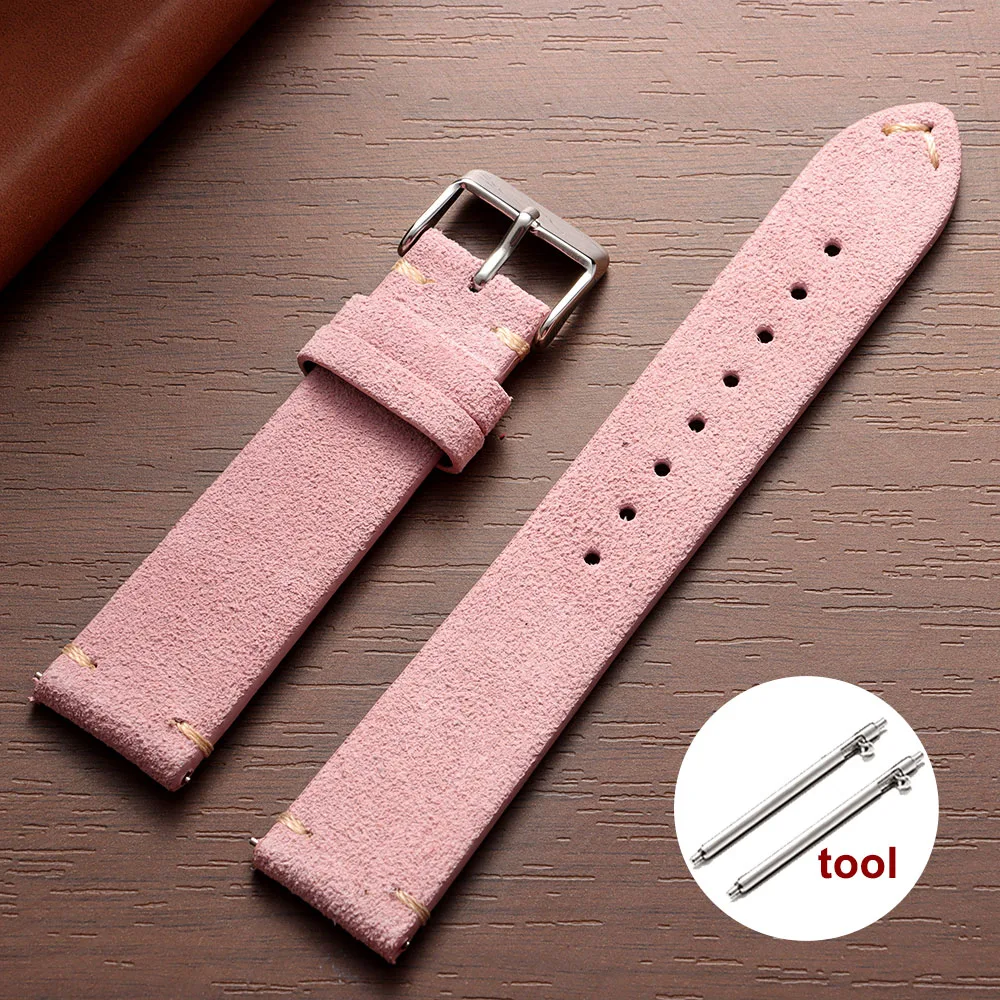 Vintage Red Suede Leather Quick Release Wristband Bracelet
