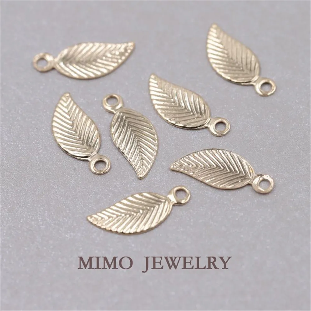 

American 14K Gold Filled embossed leaf single hanging ring pendant pendant handmade DIY accessories