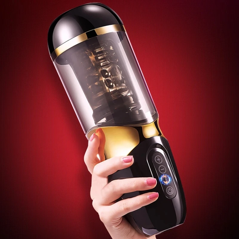 Sex toy male masturbation cup Automatic Telescopic Sucking Rotation Male Masturbation Cup 10 Modes Silicone Vagina Real Pussy Adult Machine Sex Toys For Men