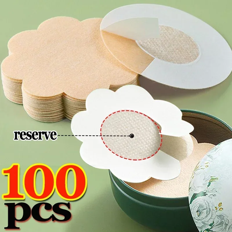 

100pcs Women's Invisible Nipple Pasties Breast Lift Tape Overlays on Bra Stickers Chest One-off Nipple Covers Pads Accessories