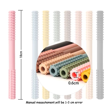 1PCS Baby Toy Silicone Molar Straw Baby Teether With Brush Baby Teething Toys Molar Silicone Handle Chewing Toy 2