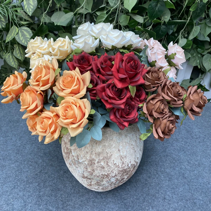 

1 Bouquet 9 Heads Artificial Flowers Rose Autumn Silk Fake Flowers For DIY Living Room Home Garden Wedding Decoration