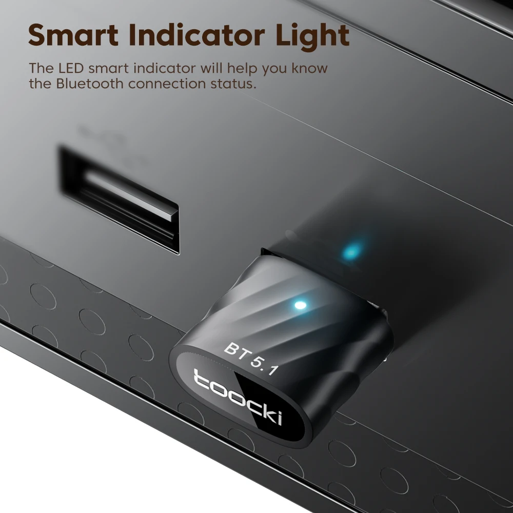 Bluetooth Adapter Toocki USB Bluetooth Adapter Bluetooth 5.1 Wireless BT Receiver Transmitter for PC Speaker Mouse