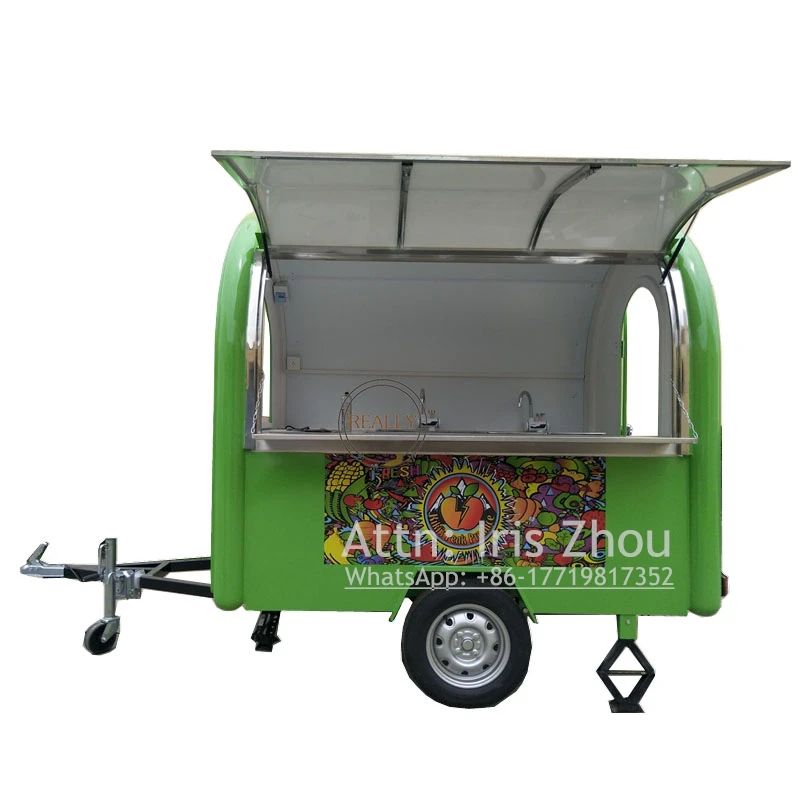 

Food Cart Refrigerator Mobile Food Caravan Fast Food Trailer For Sale USA