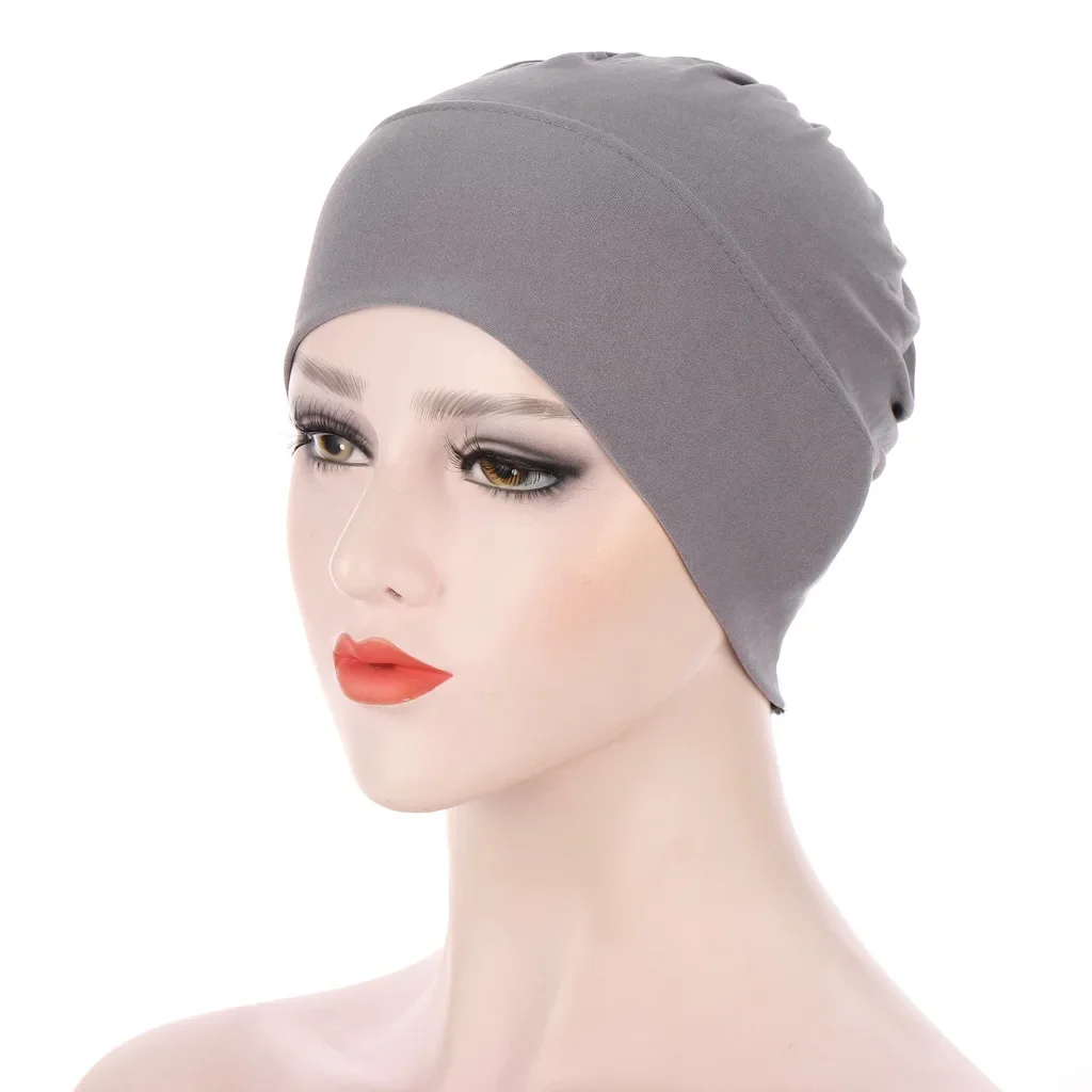 Muslim Turban Caps For Women bamboo fiber Solid Cotton Turbante Mujer Chemo Hat Bonnet Head Scarf Hijab Turbans Hair loss
