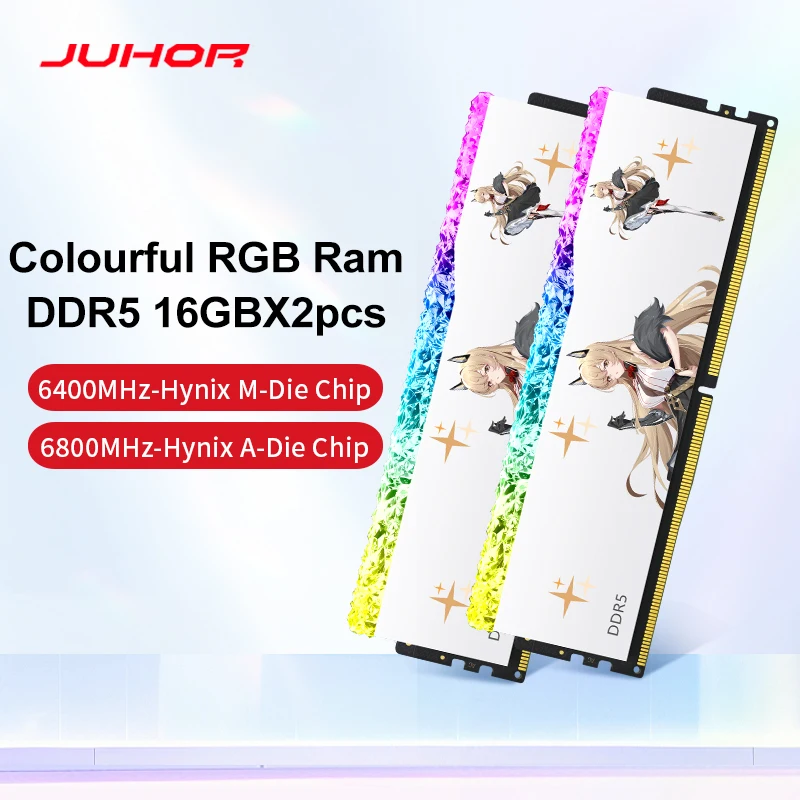 Desktop Ram Memory JUHOR RGB DDR5 16GB 6400MHz 6800MHz 16GBx2pcs UDIMM PC Computer Hynix Chip