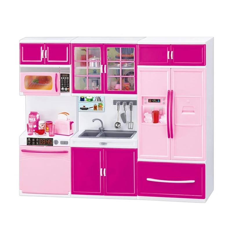

Simulation Kitchen Cabinets Set Children Pretend Play Cooking Tools Mini Tableware Sets Toys Girls Dollhouse Playset-Drop Ship