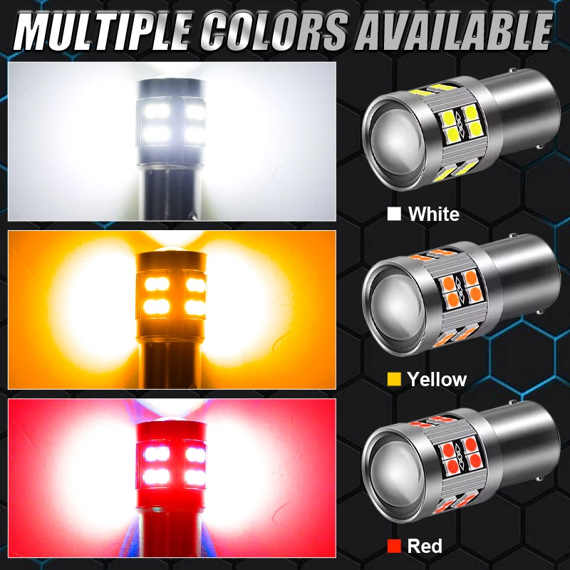 CARLITEK LED Signal Bulbs 1156 1157 BA15S BAY15D, 12V 3030 24SMD 6000K 6500K White Yellow Red Canbus 2PCS Tail Brake Parking Turn - Image 3