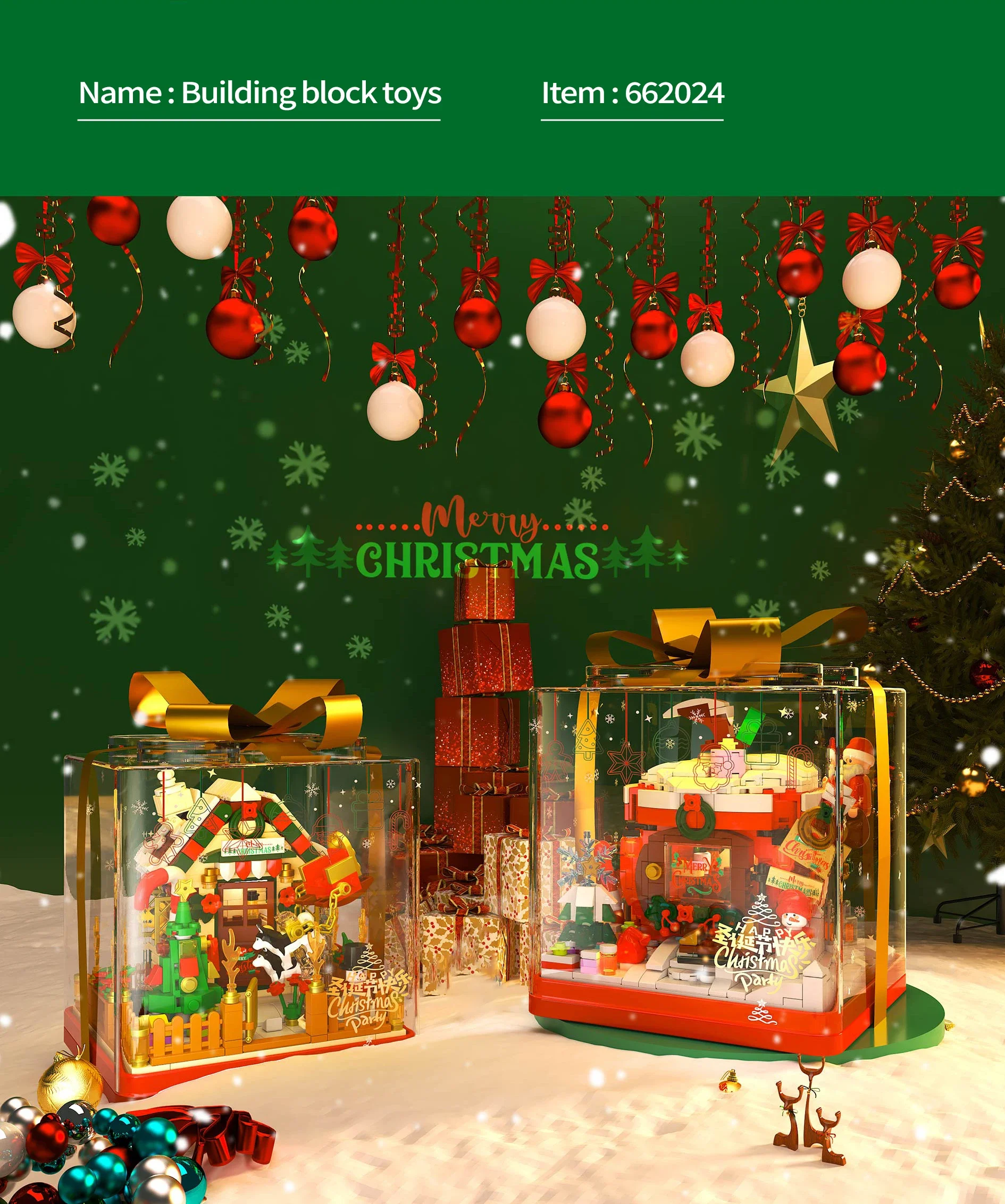 714PCS MOC Heiligabend Apple Haus Bausteine Kreative Santa Claus Schneemann Modell Montage Ziegel Kind Spielzeug Weihnachten Geschenk – Detail 6