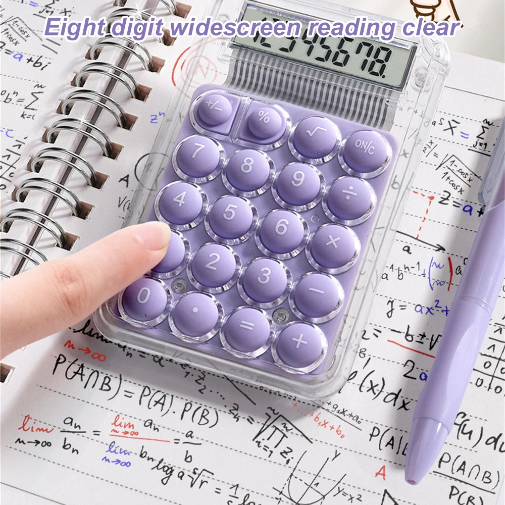Description Picture 3 of itemTransparent Calculator Electronic Desktop Calculator LCD Display Mini Pocket Calculator Office Student Test Kids Gift Basic