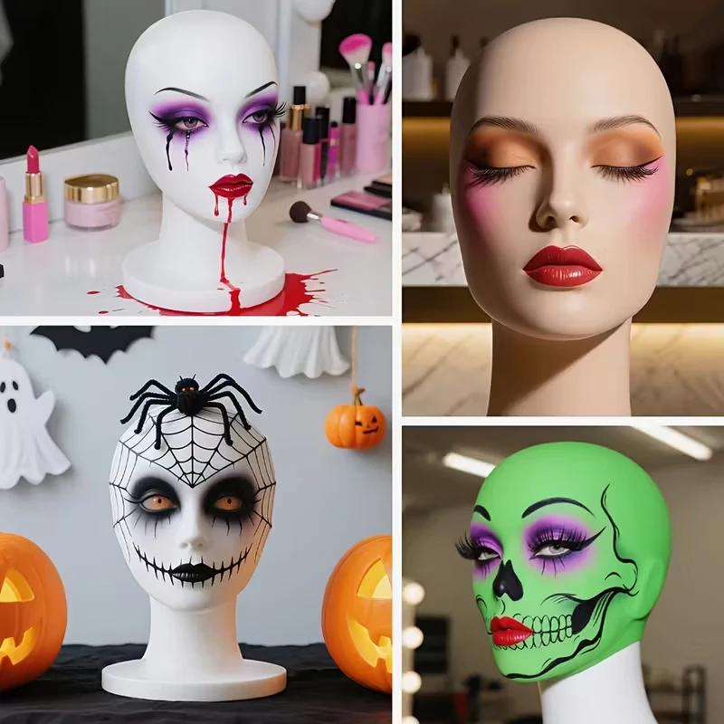 Male and Female Foam Manikin Heads for Wig Display: Styling, Hairstyle, Hats and Accessories - Suitable for Salons and Travel