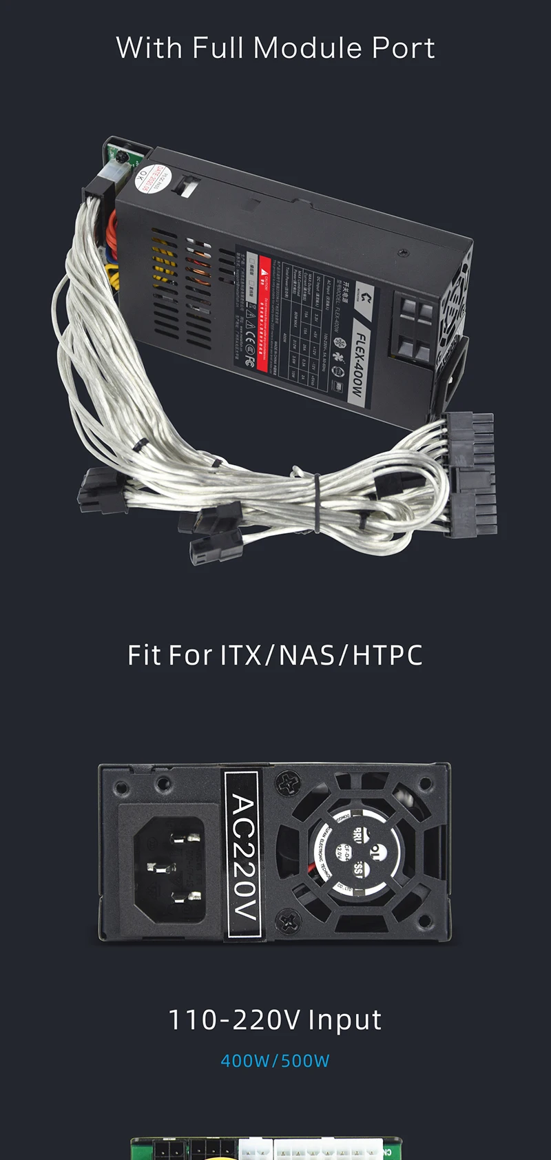 METALFISH 모듈러 전원 공급 장치 플렉스-ATX 400W PSU ITX 미니 PC 컴퓨터용 소형 1U 액티브 Pfc NAS  POS - G마켓 모바일