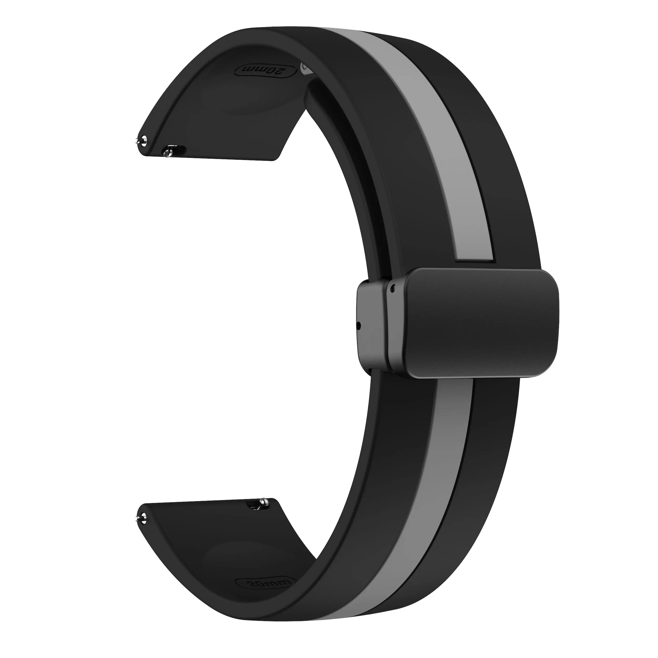 Magnetic D Buckle Silicone Smartwatch Band - Universal Fit, 20mm/22mm