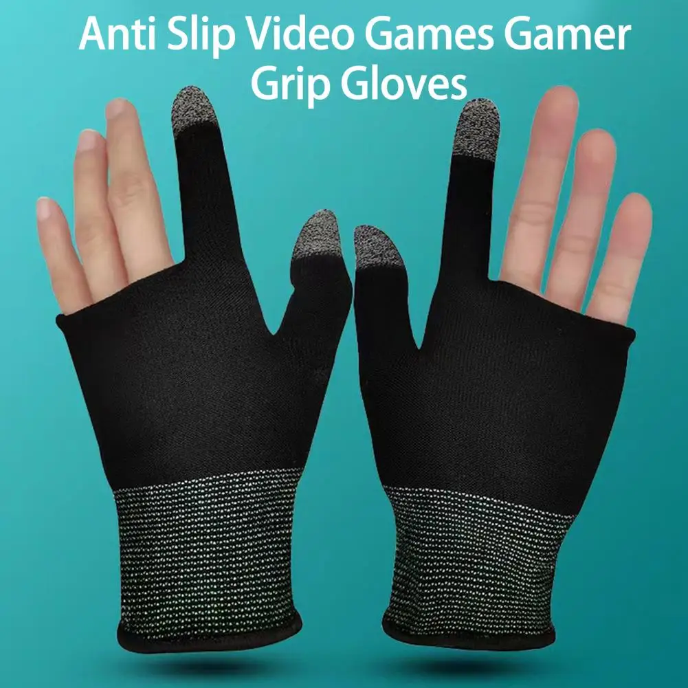 

1 Pair Gaming Grip Gloves Two-finger Touch Super Sweat Proof No Latency High Breathable Sensitive Touch Screen Fingertips Gloves