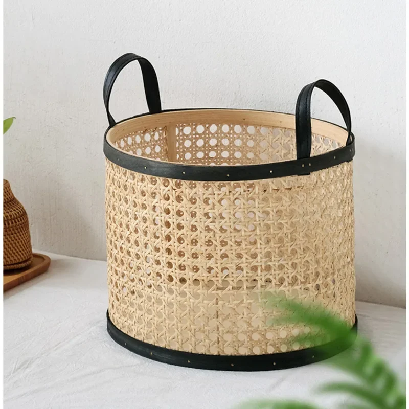 Hand-woven Rattan Storage Basket, Hexagonal Mesh, Desktop Organizer, Versatile Scenes, Laundry Basket, Japanese, Simple Items 3