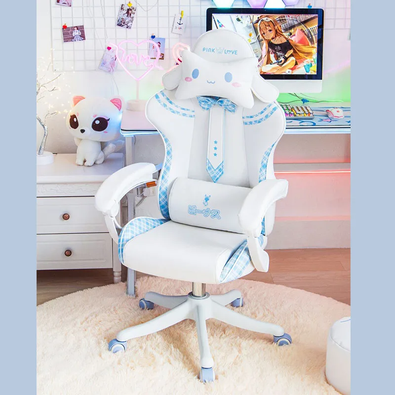 Hot Sale JK Gaming Chair Cute Pink Japanese Girl Upgradable Rotary Nгровые Cтуль Student Home Office Fixed Armrest Bow Cтул 2