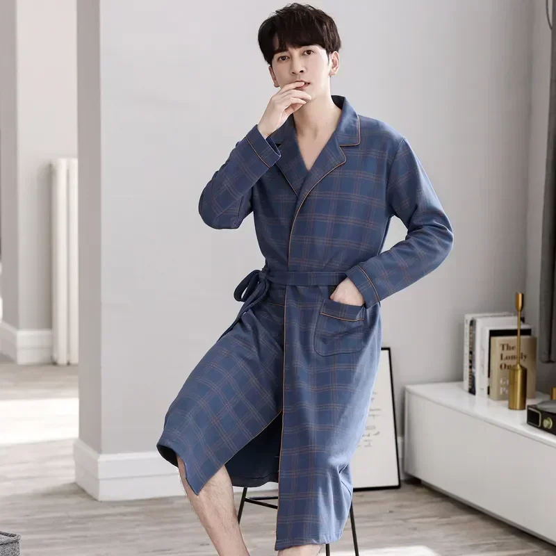 

Sleepwear Size for Loose Winter Homewear Bathrobe Home Clothes Robes Long Korean Cotton Autumn 2023 Plus Men Male Sleeve